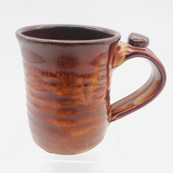 Artisan JMACS Pottery Ceramic Mug With "Tea Makes Me Pee" Handle Brown Glaze - Picture 4 of 8